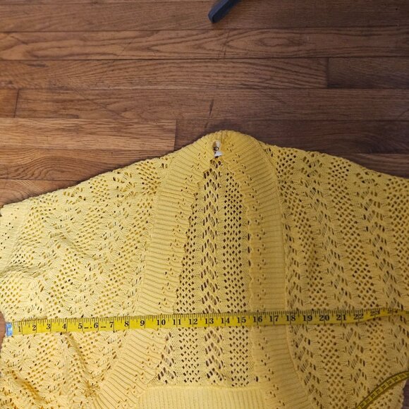 Womans Cato boho-chic butter yellow open knit pattern light weight cardigan 22/2 - Picture 7 of 11